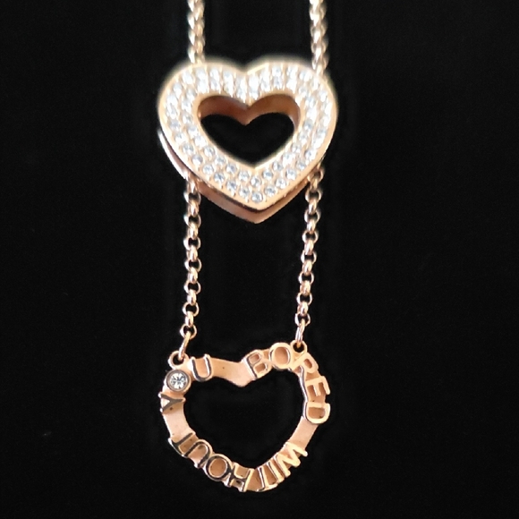 Swarovski Gold Heart Necklace with Silver Accents - Picture 4 of 7